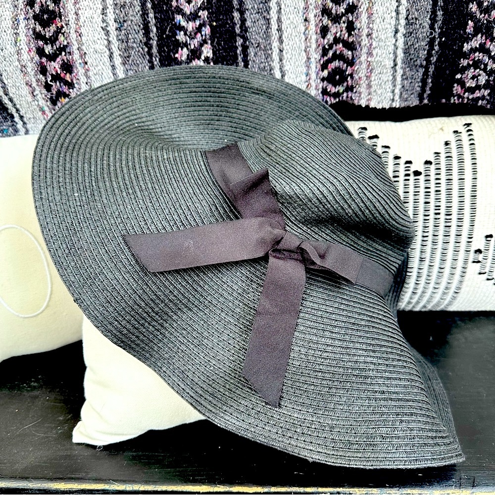 Black Floppy Wide Brim Hat w/ Bow